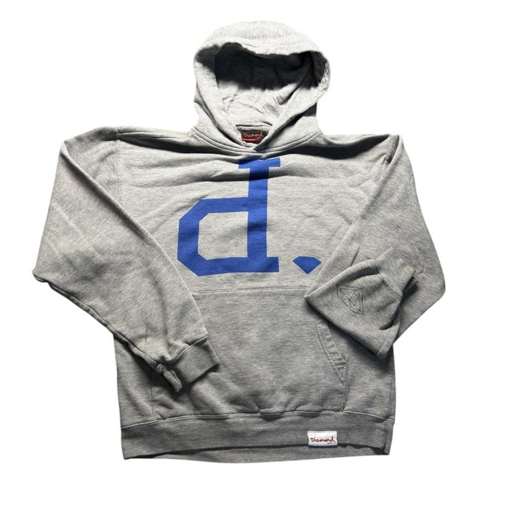 Diamond Supply Co Hoodie Men M Logo Graphic Missing Drawstring Gray Blue